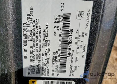 2017 Ford Mustang Gt z USA, uszkodzony, nr VIN 1FA6P8CF7H5321980